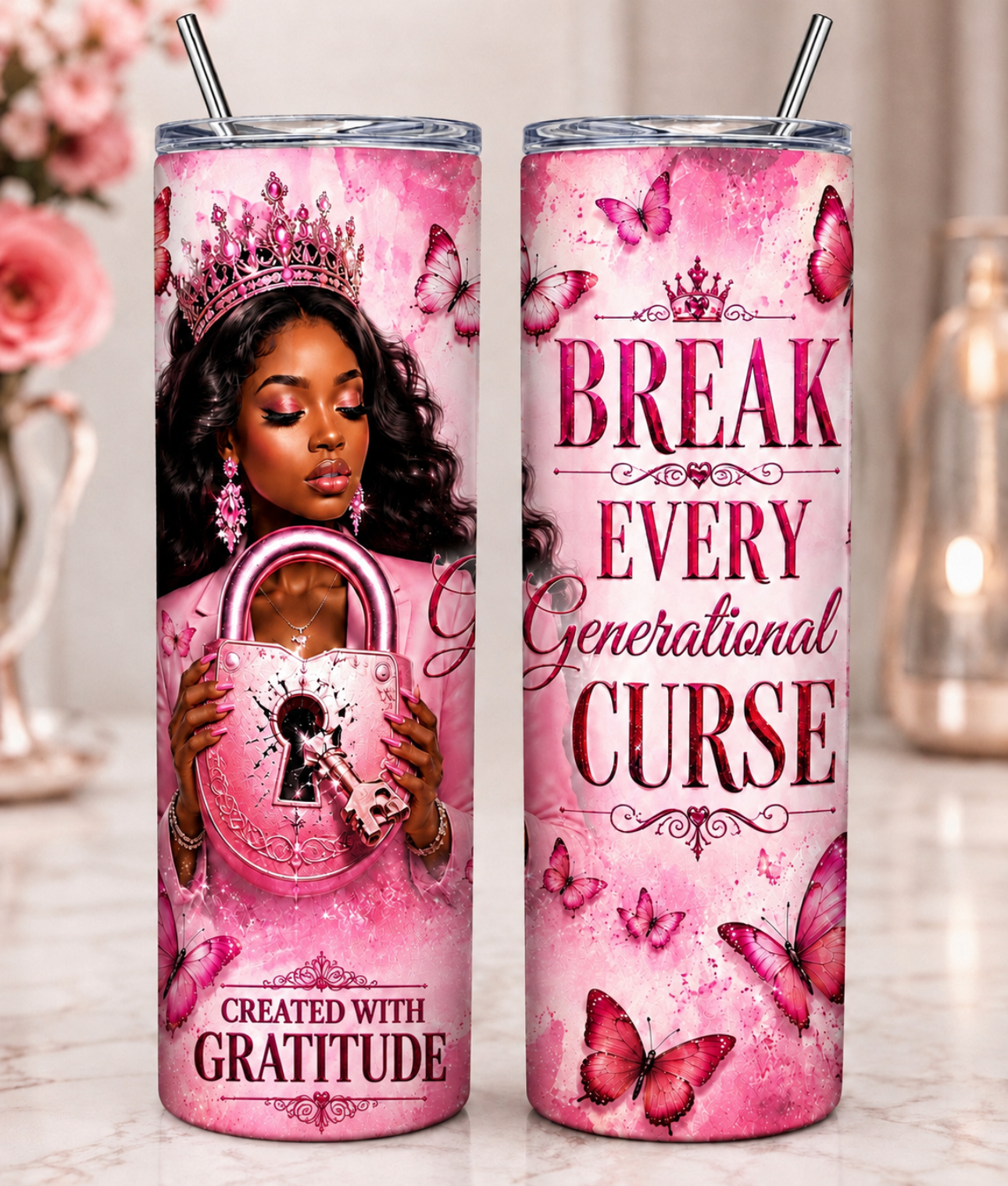 Pink empowerment tumbler